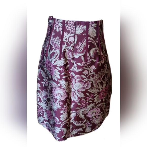 $6,000 NEW OSCAR DE LA RENTA FLORAL JAQUARD BURGUNDY JACKET SKIRT SUIT US L - Picture 6 of 16